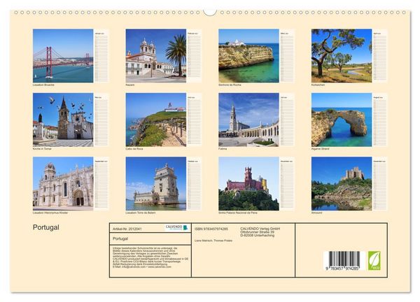 Produktbild: Portugal (hochwertiger Premium Wandkalender 2026 DIN A2 quer), Kunstdruck in Hochglanz