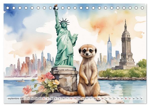 Produktbild: Suricates &agrave; New York (Calendrier de bureau 2026 DIN A5 vertical), CALVENDO calendrier mensuel