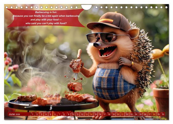 Produktbild: Funny charming animals as barbecue chef (Wall Calendar 2026 DIN A4 landscape), CALVENDO 12 Month Wall Calendar