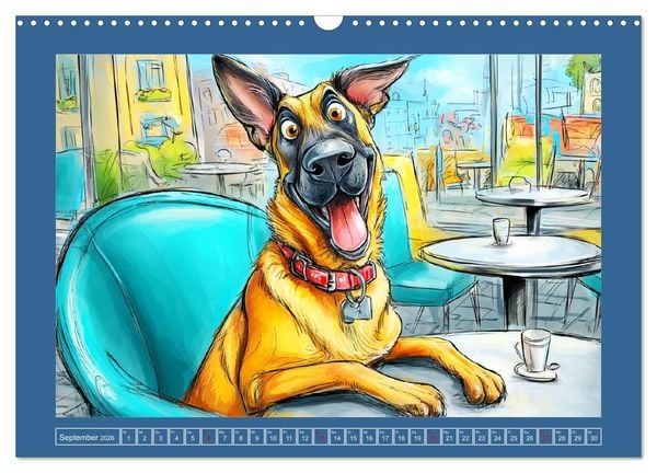 Produktbild: Malinois Fun. Lustige Cartoons vom Diensthund des Jahres! (Wandkalender 2026 DIN A3 quer), CALVENDO Monatskalender