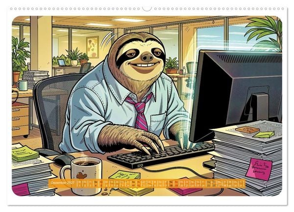 Produktbild: Lustiges Faultier im Beruf - Comic (hochwertiger Premium Wandkalender 2027 DIN A2 quer), Kunstdruck in Hochglanz