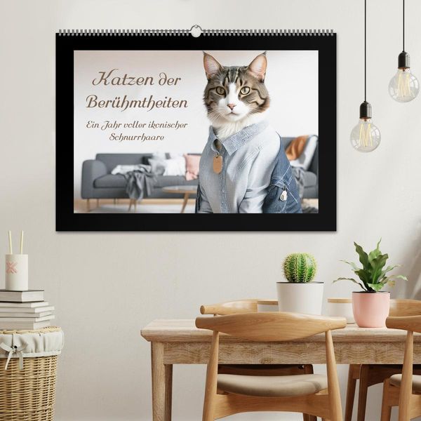 Produktbild: Katzen der Ber&uuml;hmtheiten - Ein Jahr voller ikonischer Schnurrhaare (Wandkalender 2026 DIN A2 quer), CALVENDO Monatskalender