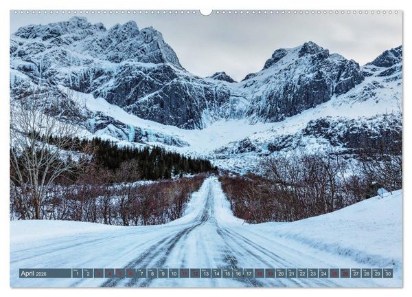 Produktbild: Lofoten, Norway's untamed beauty in Winter (High Quality Premium Wall Calendar 2026 DIN A2 landscape),CALVENDO 12 Month Wall Calendar