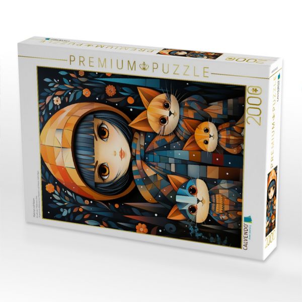 Produktbild: CALVENDO Puzzle M&auml;dchen mit Katzen | 2000 Teile Lege-Gr&ouml;&szlig;e 90x67cm Foto-Puzzle f&uuml;r gl&uuml;ckliche Stunden