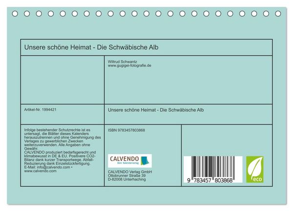 Produktbild: Unsere sch&ouml;ne Heimat - Die Schw&auml;bische Alb (Tischkalender 2026 DIN A5 quer), CALVENDO Monatskalender