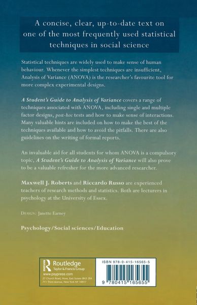 Produktbild: A Student's Guide to Analysis of Variance