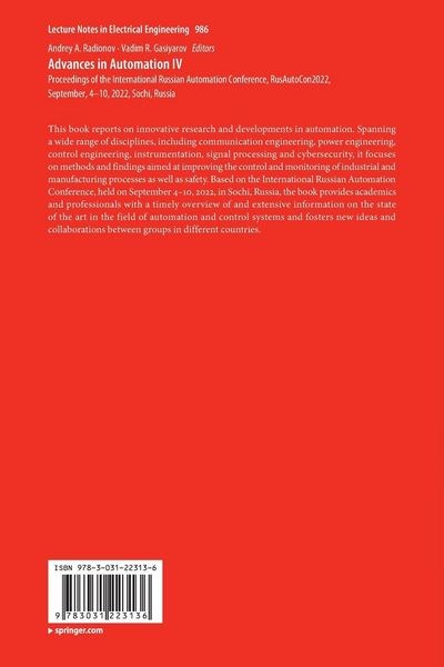 Produktbild: Advances in Automation IV