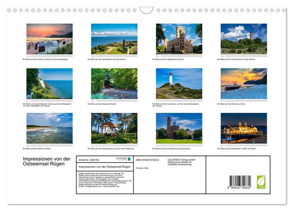 Produktbild: Impressionen von der Ostseeinsel R&uuml;gen (Wandkalender 2026 DIN A3 quer), CALVENDO Monatskalender