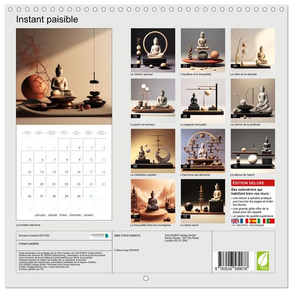 Produktbild: Instant paisible (Calendrier mural carr&eacute; 2026 30x30 cm) Calendrier double avec une page pour vos prises de notes