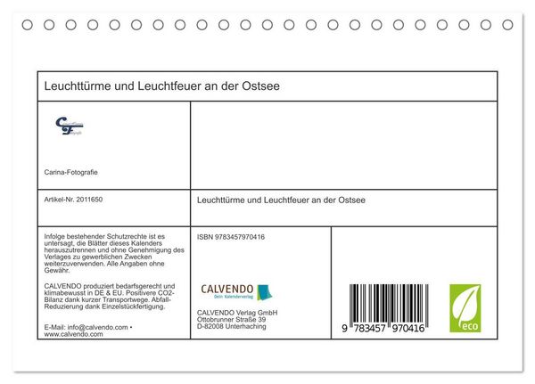 Produktbild: Leuchtt&uuml;rme und Leuchtfeuer an der Ostsee (Tischkalender 2026 DIN A5 quer), CALVENDO Monatskalender