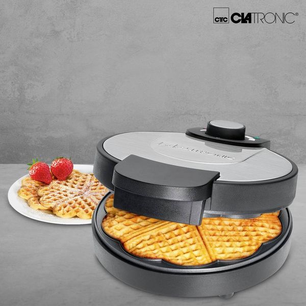 Produktbild: Clatronic WA 3492 Waffeleisen Antihaftbeschichtung Schwarz, Edelstahl