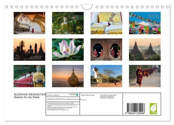 Produktbild: BUDDHAS WEISHEITEN - Balsam f&uuml;r die Seele (Wandkalender 2026 DIN A4 quer), CALVENDO Monatskalender