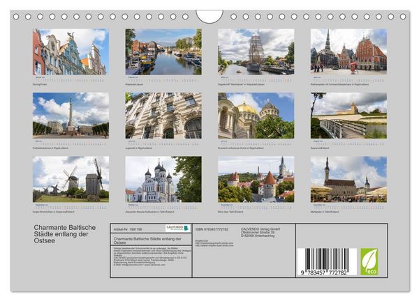 Produktbild: Charmante Baltische St&auml;dte entlang der Ostsee (Wandkalender 2026 DIN A4 quer), CALVENDO Monatskalender
