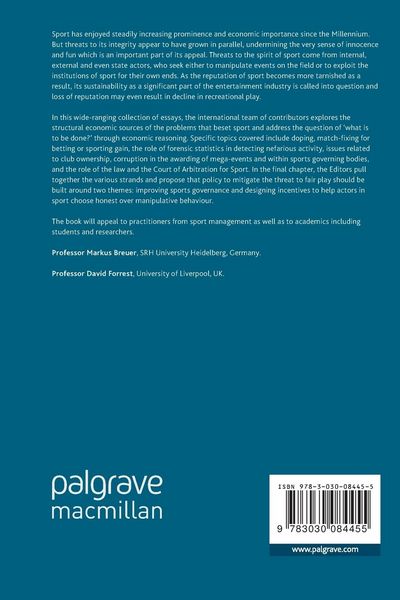 Produktbild: The Palgrave Handbook on the Economics of Manipulation in Sport