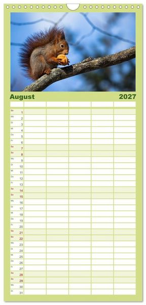 Produktbild: Familienplaner 2027 - Tierkalender 2027 mit 5 Spalten (Wandkalender, 21 x 45 cm) CALVENDO