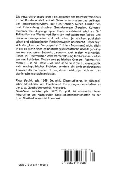 Produktbild: Entstehung und Entwicklung des Rechtsextremismus in der Bundesrepublik