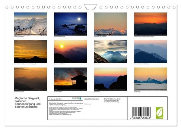 Produktbild: Magische Bergwelt, zwischen Sonnenaufgang und Sonnenuntergang (Wandkalender 2026 DIN A4 quer), CALVENDO Monatskalender
