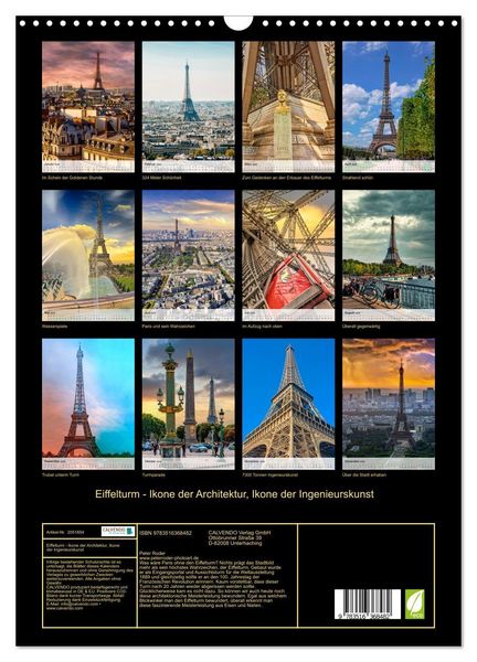 Produktbild: Eiffelturm - Ikone der Architektur, Ikone der Ingenieurskunst (Wandkalender 2026 DIN A3 hoch), CALVENDO Monatskalender