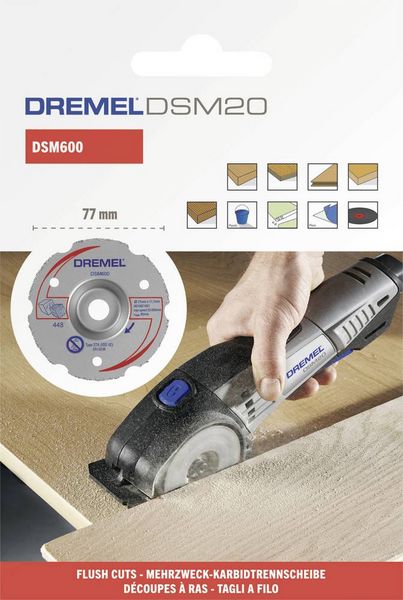 Produktbild: Dremel 2615S600JB Trennscheibe gekr&ouml;pft 77 mm 1 St. Hartholz, Weichholz, Sperrholz, Laminat, Faser, Kunststoff, Gipskarton, Plexiglas, Vinyl