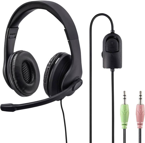 Hama HS-P200 Computer Over Ear Headset kabelgebunden Stereo Schwarz Lautstärkeregelung, Mikrofon-Stummschaltung