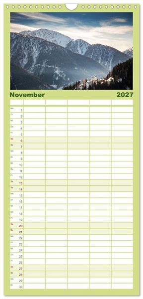 Produktbild: Familienplaner 2027 - Ultental - Ein Jahr in Bildern mit 5 Spalten (Wandkalender, 21 x 45 cm) CALVENDO