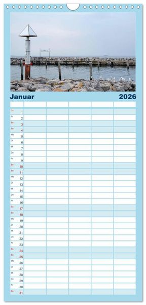 Produktbild: Familienplaner 2026 - Osteeinsel Poel mit 5 Spalten (Wandkalender, 21 x 45 cm) CALVENDO