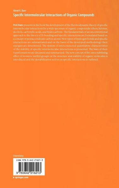 Produktbild: Specific Intermolecular Interactions of Organic Compounds