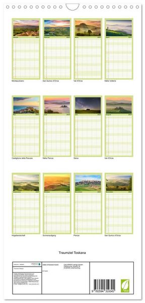 Produktbild: Familienplaner 2027 - Traumziel Toskana mit 5 Spalten (Wandkalender, 21 x 45 cm) CALVENDO