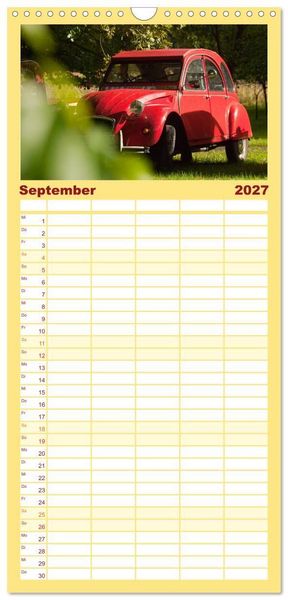 Produktbild: Familienplaner 2027 - Kultauto Ente Citro&euml;n 2CV mit 5 Spalten (Wandkalender, 21 x 45 cm) CALVENDO