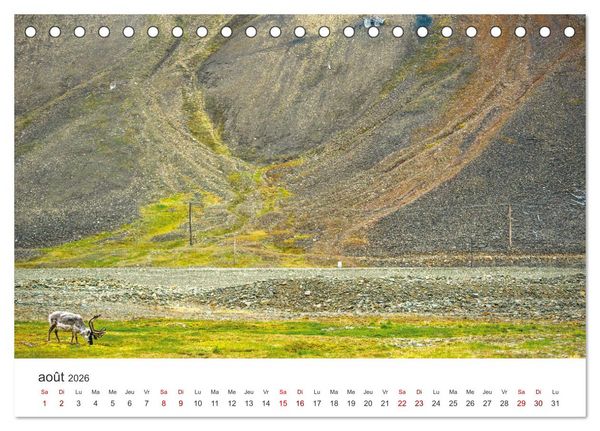 Produktbild: L'&eacute;t&eacute; sur les &icirc;les Svalbard (Calendrier de bureau 2026 DIN A5 vertical), CALVENDO calendrier mensuel