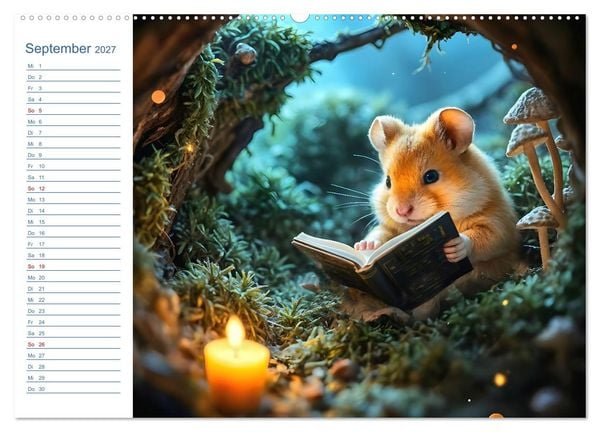 Produktbild: Mondpf&ouml;tchen - Ein zauberhafter Hamster Gute-Nacht-Kalender (hochwertiger Premium Wandkalender 2027 DIN A2 quer), Kunstdruck in Hochglanz