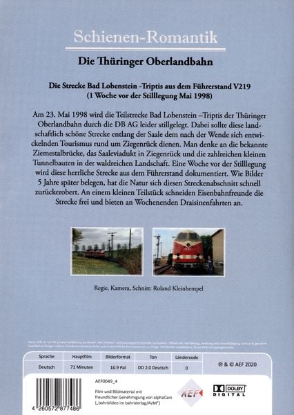 Produktbild: Die Th&uuml;ringer Oberlandbahn - Romatik auf Schienen