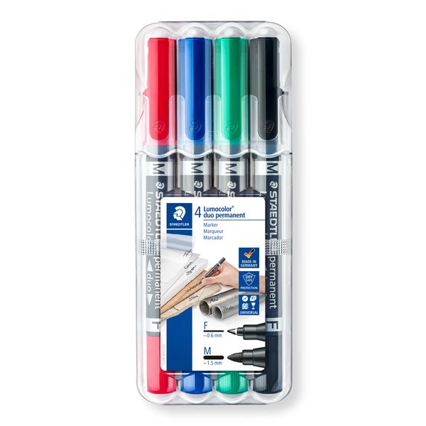 STAEDTLER Zweispitz-Marker Lumocolor 348 permanent, Rundspitze, 4er Set