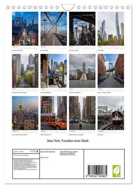 Produktbild: New York, Facetten einer Stadt (Wandkalender 2026 DIN A4 hoch), CALVENDO Monatskalender
