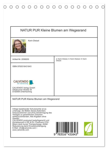 Produktbild: NATUR PUR Kleine Blumen am Wegesrand (Tischkalender 2026 DIN A5 hoch), CALVENDO Monatskalender