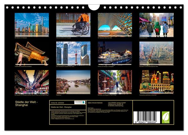 Produktbild: St&auml;dte der Welt - Shanghai (Wandkalender 2026 DIN A4 quer), CALVENDO Monatskalender