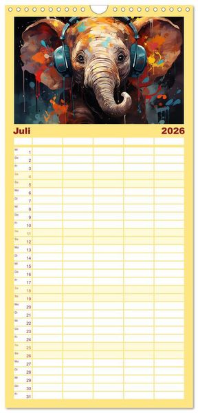 Produktbild: Familienplaner 2026 - Musik Safari mit 5 Spalten (Wandkalender, 21 x 45 cm) CALVENDO