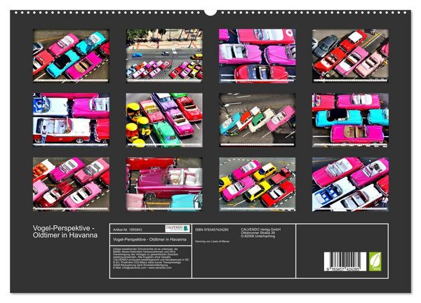 Produktbild: Vogel-Perspektive - Oldtimer in Havanna (hochwertiger Premium Wandkalender 2026 DIN A2 quer), Kunstdruck in Hochglanz