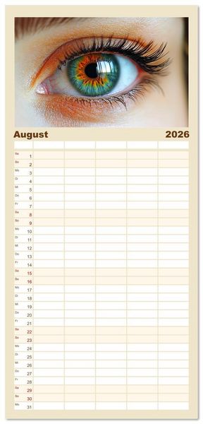 Produktbild: Familienplaner 2026 - Iris Kunstkalender - Die faszinierende Welt der magischen Augen mit 5 Spalten (Wandkalender, 21 x 45 cm) CALVENDO