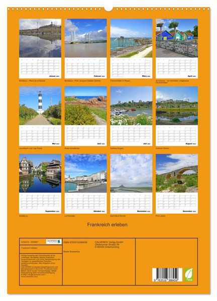 Produktbild: Frankreich erleben (hochwertiger Premium Wandkalender 2026 DIN A2 hoch), Kunstdruck in Hochglanz