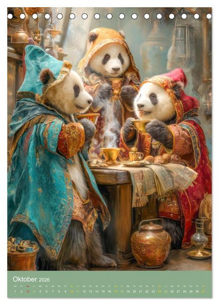 Produktbild: Pandas - Tatenfreudige B&auml;ren (Tischkalender 2026 DIN A5 hoch), CALVENDO Monatskalender