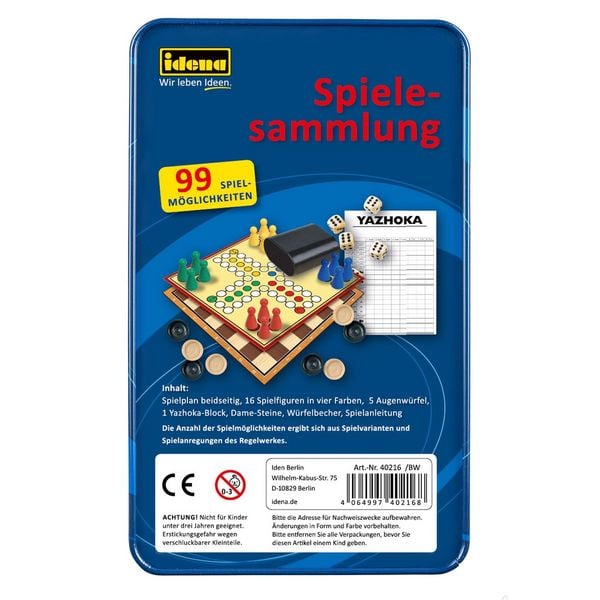 Produktbild: Idena Spielesammlung 99 Spielm&ouml;glichkeiten Metallbox