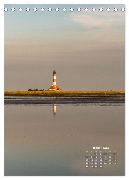 Produktbild: Westerhever - Wattwanderung in den Sonnenuntergang (Tischkalender 2026 DIN A5 hoch), CALVENDO Monatskalender