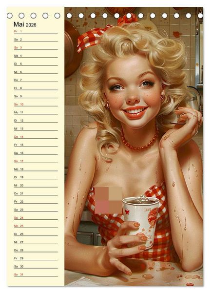 Produktbild: Schatz, ich hab gekocht! Sexy-lustige Pin-up-Girls in der K&uuml;che (Tischkalender 2026 DIN A5 hoch), CALVENDO Monatskalender