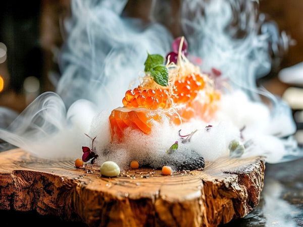 Produktbild: CALVENDO Puzzle Molekulare K&uuml;che, Lachsfilet mit Grapefruit - Kaviar in einem Bett aus Salzluftschaum | 1000 Teile Lege-Gr&ouml;&szlig;e 64x48cm Foto-Puzzle f&uuml;r