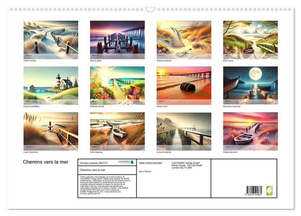 Produktbild: Chemins vers la mer (Calendrier mural 2026 DIN A2 vertical), CALVENDO calendrier mensuel