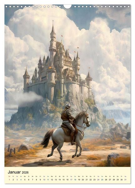 Produktbild: Drachen Ritter Burgen (Wandkalender 2026 DIN A3 hoch), CALVENDO Monatskalender