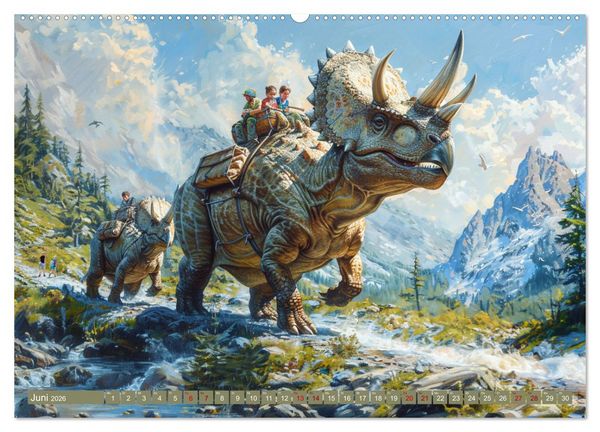 Produktbild: Meine Freunde sind Dinosaurier (hochwertiger Premium Wandkalender 2026 DIN A2 quer), Kunstdruck in Hochglanz