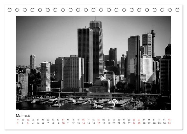 Produktbild: SYDNEY Monochrom (Tischkalender 2026 DIN A5 quer), CALVENDO Monatskalender