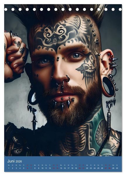 Produktbild: Tattoo und Piercing Men (Tischkalender 2026 DIN A5 hoch), CALVENDO Monatskalender